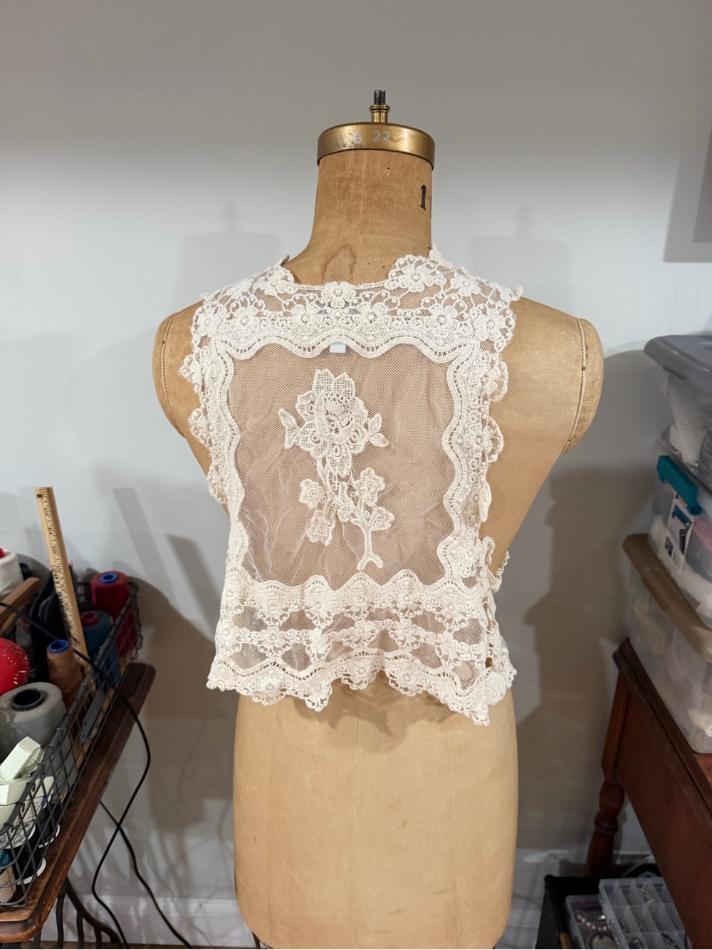 dELiA*s Cream Lace Tank with Floral Trim - Picture 2 of 3